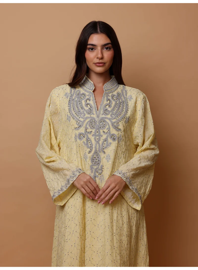 IKKXA Ikkxa Tharaa Jalabiya IK7003 Yellow